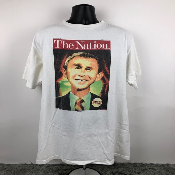 Vintage The Nation tshirt George Bush Graphic - Picture 1 of 9